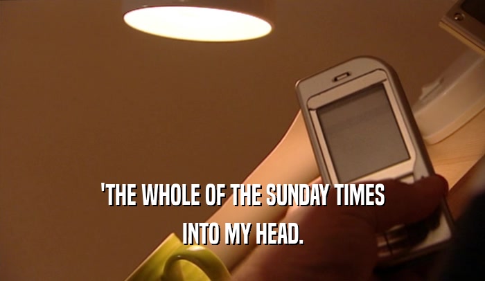 'THE WHOLE OF THE SUNDAY TIMES INTO MY HEAD. 