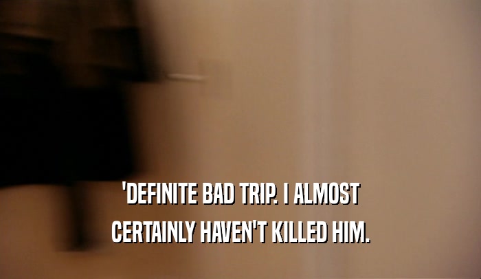 'DEFINITE BAD TRIP. I ALMOST CERTAINLY HAVEN'T KILLED HIM. 