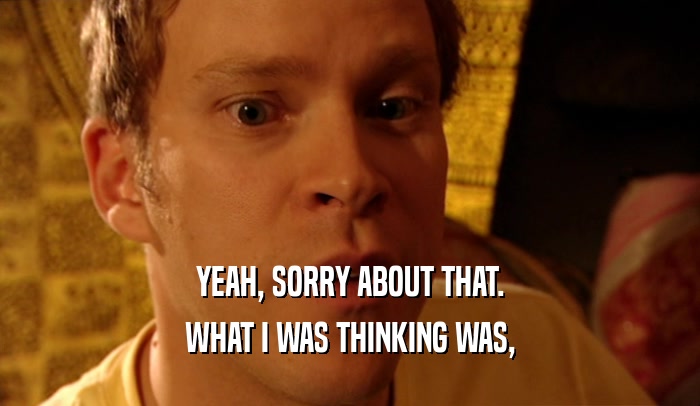 YEAH, SORRY ABOUT THAT. WHAT I WAS THINKING WAS, 