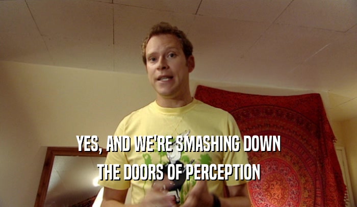 YES, AND WE'RE SMASHING DOWN THE DOORS OF PERCEPTION 