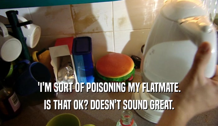 'I'M SORT OF POISONING MY FLATMATE. IS THAT OK? DOESN'T SOUND GREAT. 