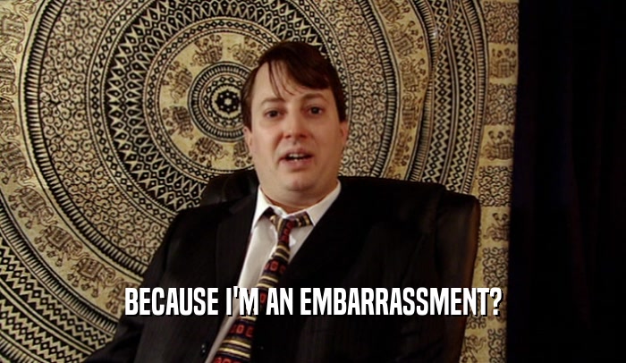BECAUSE I'M AN EMBARRASSMENT?  