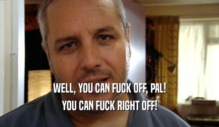 WELL, YOU CAN FUCK OFF, PAL! YOU CAN FUCK RIGHT OFF! 