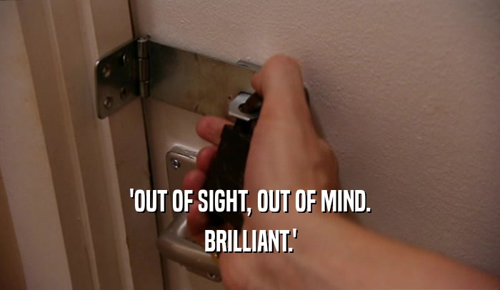 'OUT OF SIGHT, OUT OF MIND. BRILLIANT.' 