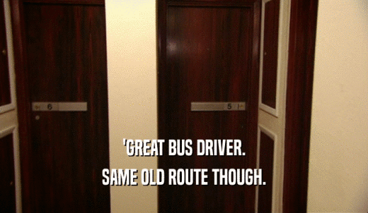 'GREAT BUS DRIVER. SAME OLD ROUTE THOUGH. 