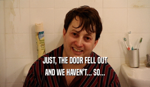 JUST, THE DOOR FELL OUT AND WE HAVEN'T... SO... 