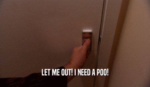 LET ME OUT! I NEED A POO!  