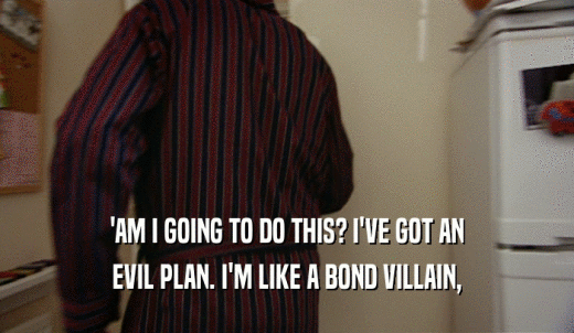 'AM I GOING TO DO THIS? I'VE GOT AN EVIL PLAN. I'M LIKE A BOND VILLAIN, 