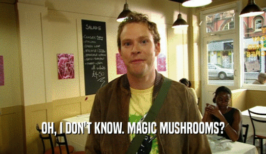 OH, I DON'T KNOW. MAGIC MUSHROOMS?  