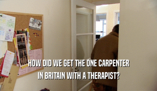 HOW DID WE GET THE ONE CARPENTER IN BRITAIN WITH A THERAPIST? 