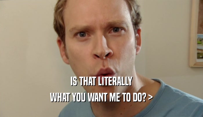 IS THAT LITERALLY WHAT YOU WANT ME TO DO? > 