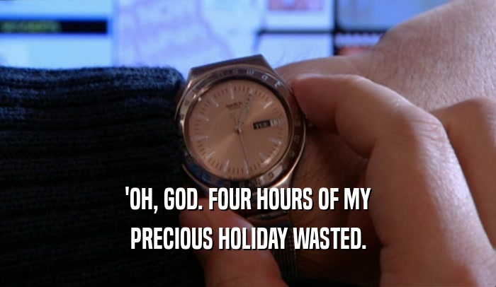 'OH, GOD. FOUR HOURS OF MY PRECIOUS HOLIDAY WASTED. 