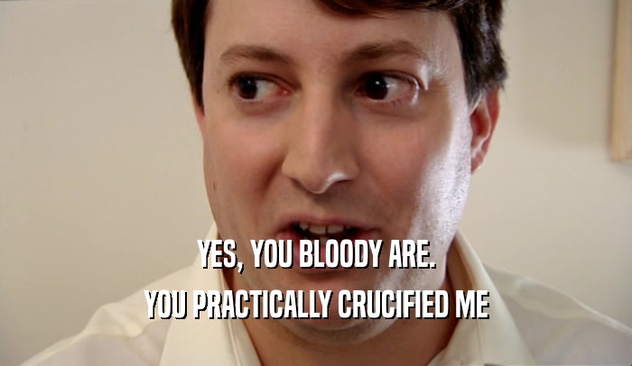 YES, YOU BLOODY ARE.
 YOU PRACTICALLY CRUCIFIED ME
 