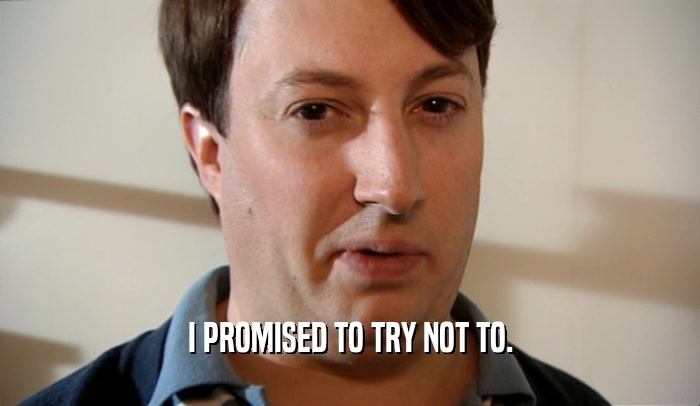 I PROMISED TO TRY NOT TO.  