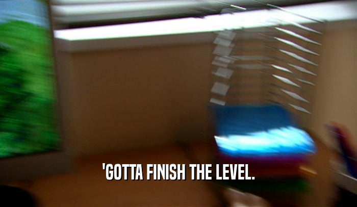 'GOTTA FINISH THE LEVEL.  