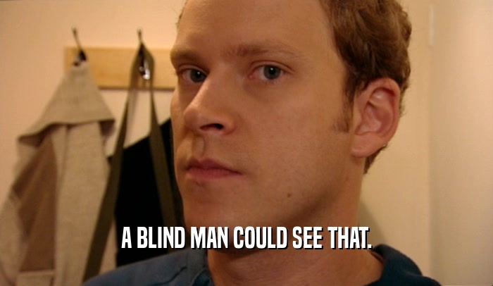 A BLIND MAN COULD SEE THAT.
  