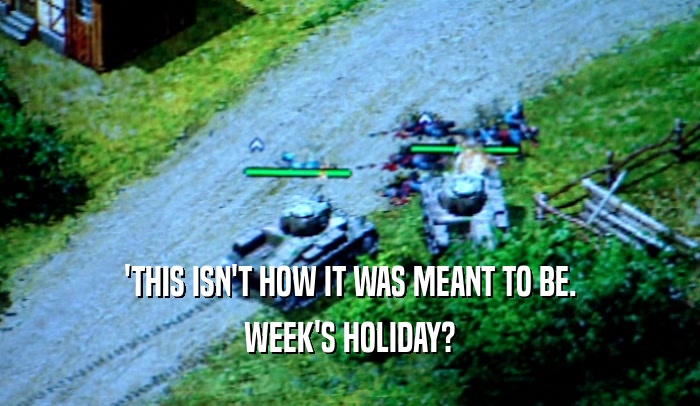 'THIS ISN'T HOW IT WAS MEANT TO BE. WEEK'S HOLIDAY? 