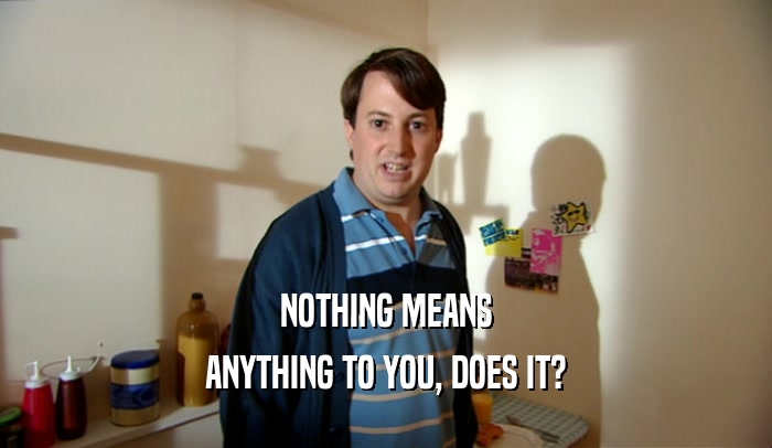 NOTHING MEANS ANYTHING TO YOU, DOES IT? 