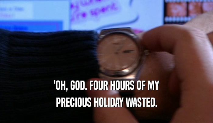 'OH, GOD. FOUR HOURS OF MY PRECIOUS HOLIDAY WASTED. 