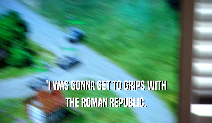 'I WAS GONNA GET TO GRIPS WITH THE ROMAN REPUBLIC. 