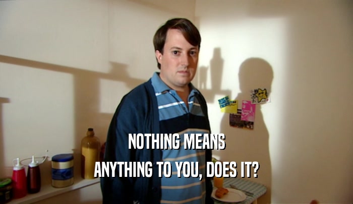 NOTHING MEANS ANYTHING TO YOU, DOES IT? 