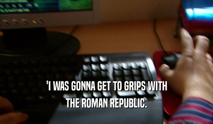 'I WAS GONNA GET TO GRIPS WITH THE ROMAN REPUBLIC. 