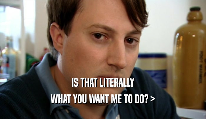 IS THAT LITERALLY WHAT YOU WANT ME TO DO? > 