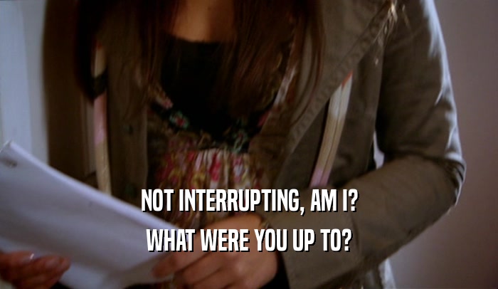 NOT INTERRUPTING, AM I? WHAT WERE YOU UP TO? 