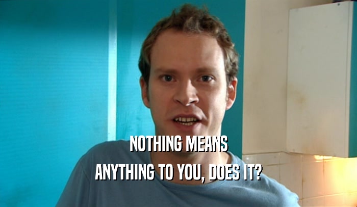 NOTHING MEANS ANYTHING TO YOU, DOES IT? 