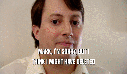 MARK, I'M SORRY, BUT I THINK I MIGHT HAVE DELETED 