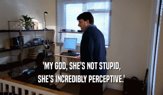 'MY GOD, SHE'S NOT STUPID, SHE'S INCREDIBLY PERCEPTIVE.' 
