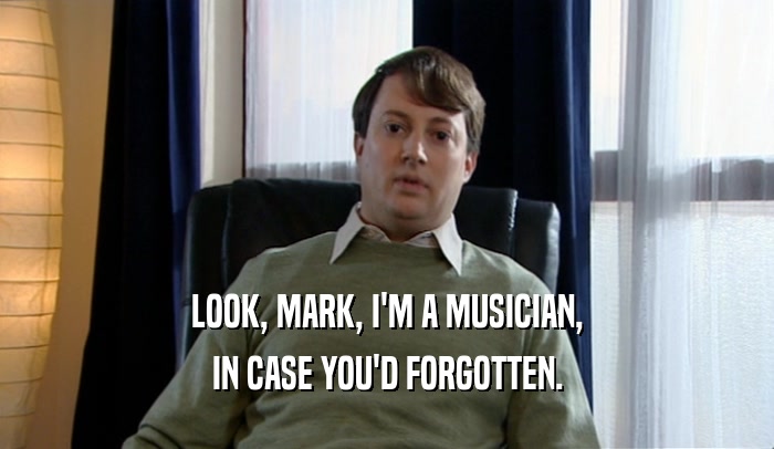 LOOK, MARK, I'M A MUSICIAN, IN CASE YOU'D FORGOTTEN. 