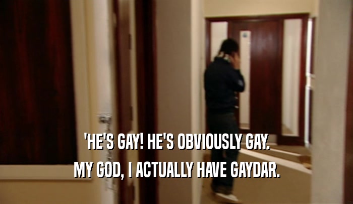 'HE'S GAY! HE'S OBVIOUSLY GAY. MY GOD, I ACTUALLY HAVE GAYDAR. 