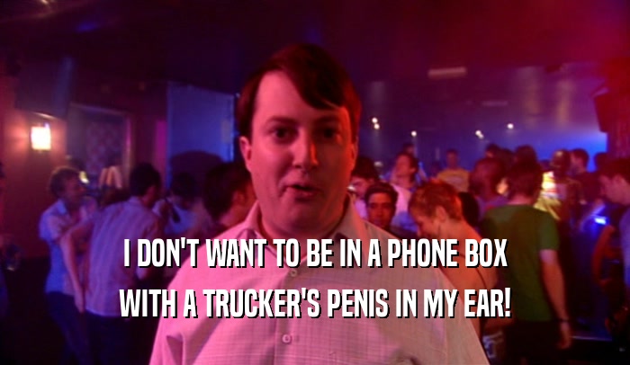 I DON'T WANT TO BE IN A PHONE BOX WITH A TRUCKER'S PENIS IN MY EAR! 