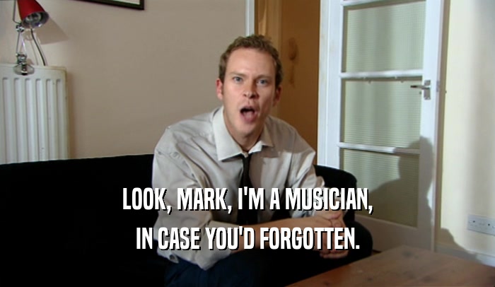 LOOK, MARK, I'M A MUSICIAN, IN CASE YOU'D FORGOTTEN. 