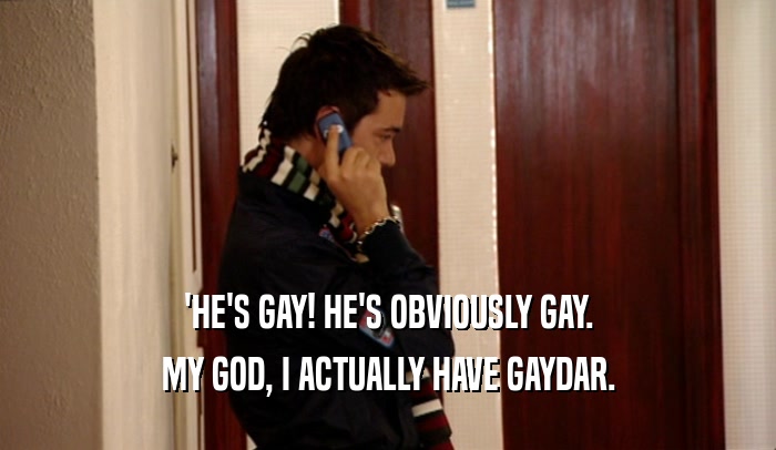'HE'S GAY! HE'S OBVIOUSLY GAY. MY GOD, I ACTUALLY HAVE GAYDAR. 