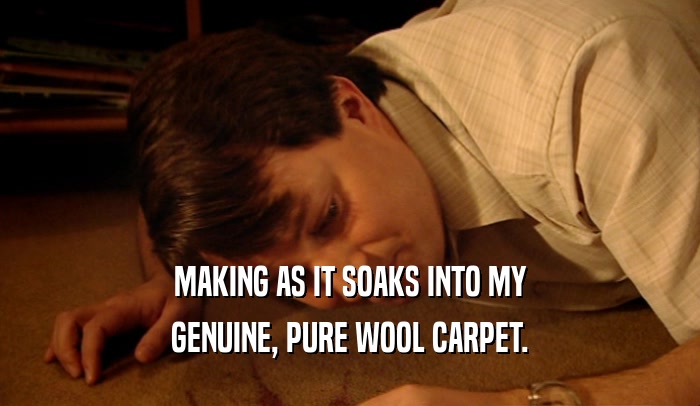 MAKING AS IT SOAKS INTO MY
 GENUINE, PURE WOOL CARPET.
 