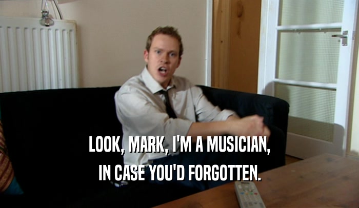 LOOK, MARK, I'M A MUSICIAN, IN CASE YOU'D FORGOTTEN. 