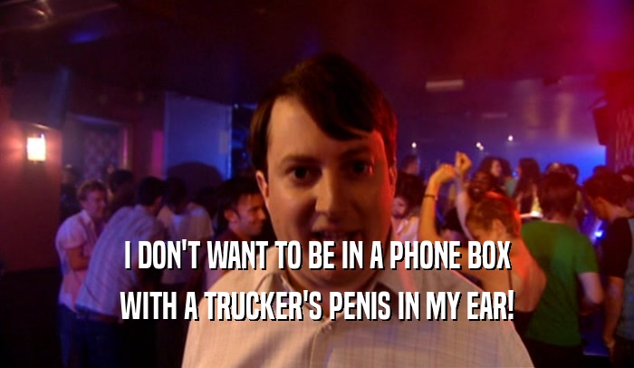 I DON'T WANT TO BE IN A PHONE BOX WITH A TRUCKER'S PENIS IN MY EAR! 