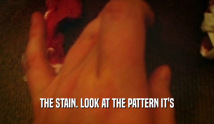 THE STAIN. LOOK AT THE PATTERN IT'S
  