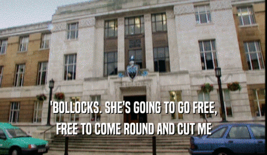 'BOLLOCKS. SHE'S GOING TO GO FREE, FREE TO COME ROUND AND CUT ME 
