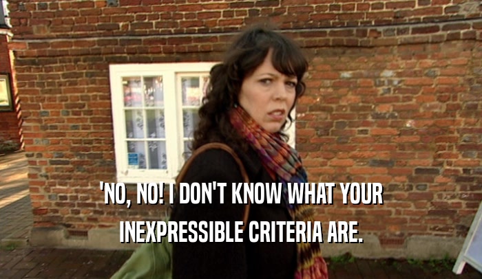 'NO, NO! I DON'T KNOW WHAT YOUR
 INEXPRESSIBLE CRITERIA ARE.
 