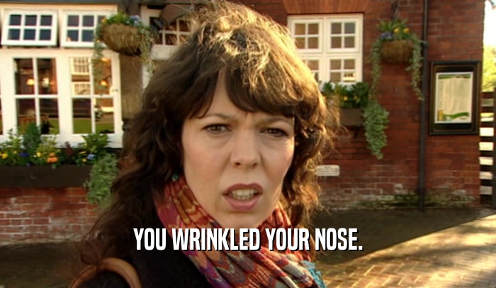 YOU WRINKLED YOUR NOSE.
  