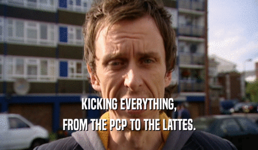 KICKING EVERYTHING, FROM THE PCP TO THE LATTES. 