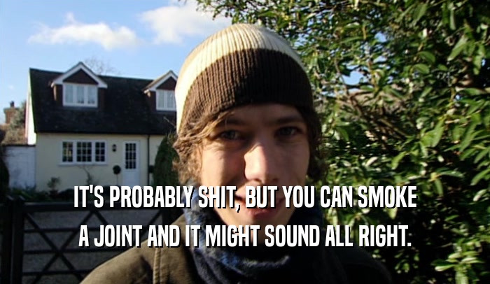 IT'S PROBABLY SHIT, BUT YOU CAN SMOKE A JOINT AND IT MIGHT SOUND ALL RIGHT. 