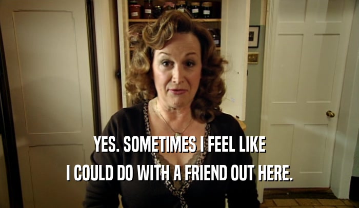 YES. SOMETIMES I FEEL LIKE I COULD DO WITH A FRIEND OUT HERE. 