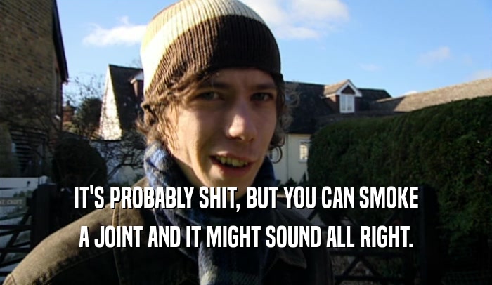 IT'S PROBABLY SHIT, BUT YOU CAN SMOKE A JOINT AND IT MIGHT SOUND ALL RIGHT. 