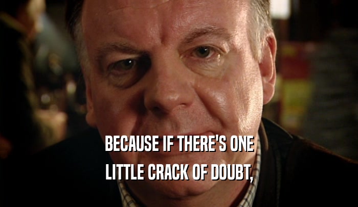 BECAUSE IF THERE'S ONE LITTLE CRACK OF DOUBT, 