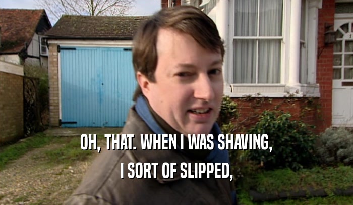 OH, THAT. WHEN I WAS SHAVING, I SORT OF SLIPPED, 