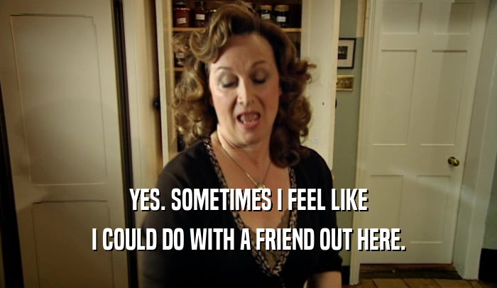 YES. SOMETIMES I FEEL LIKE I COULD DO WITH A FRIEND OUT HERE. 